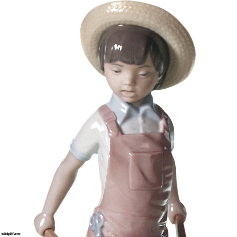 Lladro Wheelbarrow with Flowers Boy Figurine SKU: 01001283