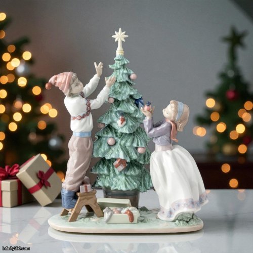 Lladro “Trimming The Tree” Figurine – Christmas Magic in Porcelain ✨ SKU: 01005897