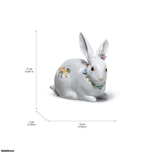 Lladro Attentive Bunny with Flowers Figurine SKU: 01006098