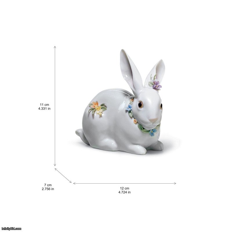 Lladro Attentive Bunny with Flowers Figurine SKU: 01006098