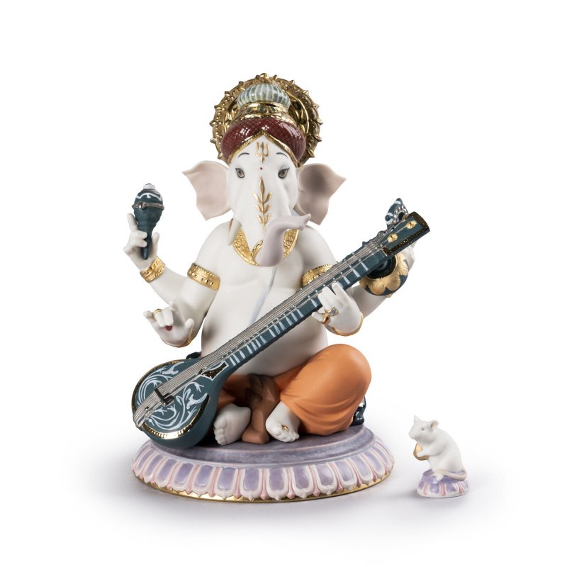 Lladro Veena Ganesha Figurine. Limited Edition SKU: 01007181