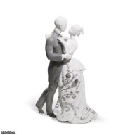 Lladro Lovers' Waltz Couple Figurine. Silver Lustre SKU: 01007193