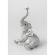 Lladro Baby Elephant with Pink Flower Figurine SKU: 01008491