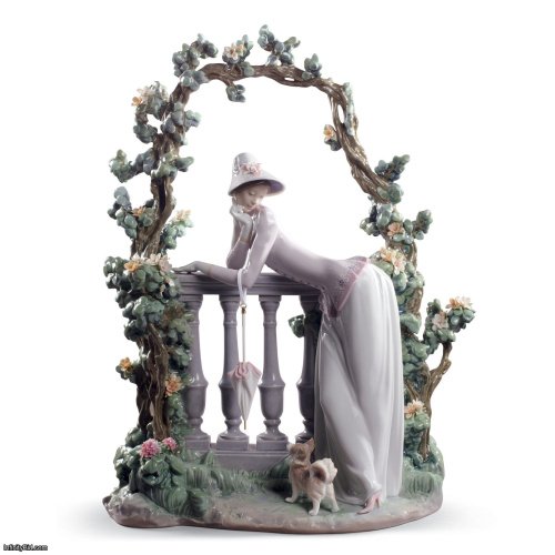 Lladro In The Balustrade Woman Sculpture SKU: 01008680