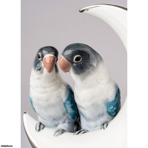 Lladro Fly Me to The Moon Birds Figurine. Silver Lustre SKU: 01008789