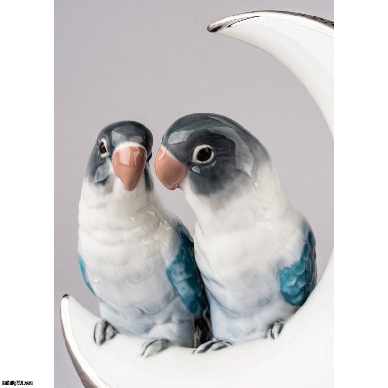 Lladro Fly Me to The Moon Birds Figurine. Silver Lustre SKU: 01008789