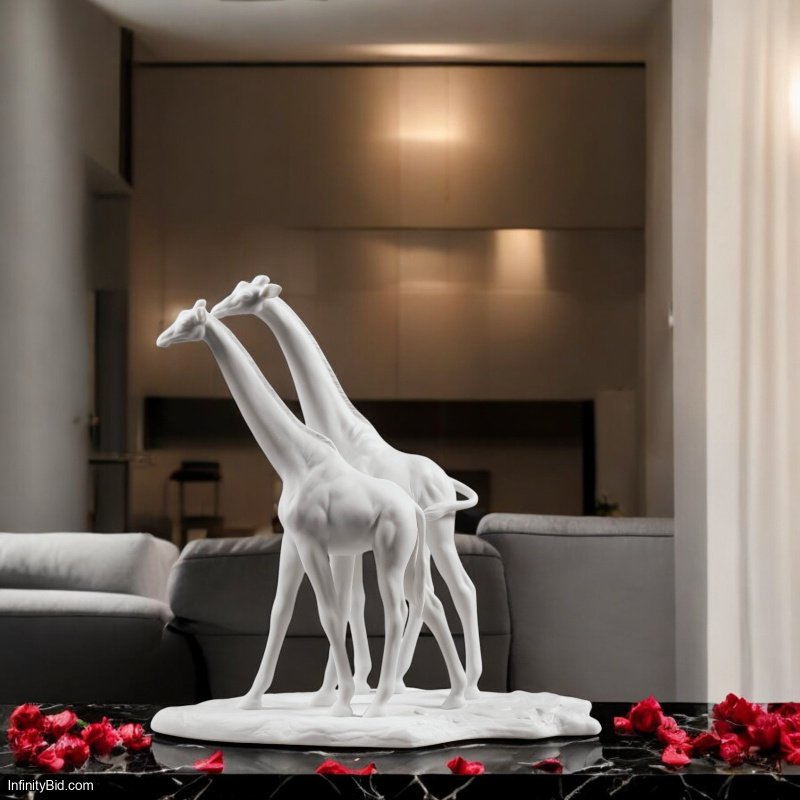 LLADRÓ Retired Giraffes Sculpture – White (Matte Finish)  SKU: 01009296