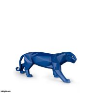 Lladro Panther Sculpture. Blue matte SKU: 01009456
