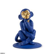 Lladro Little monkey Sculpture. Blue-gold. Limited Edition SKU: 01009548