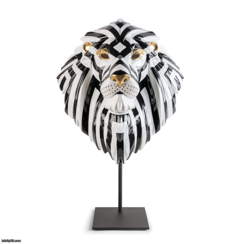 Lladro Lion mask. Black-gold SKU: 01009566