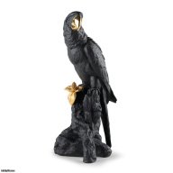 Lladro Macaw Bird Sculpture. Black-Gold. Limited Edition SKU: 01009577