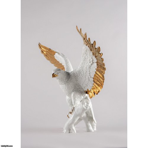Lladro Freedom eagle Sculpture. White and copper SKU: 01009578