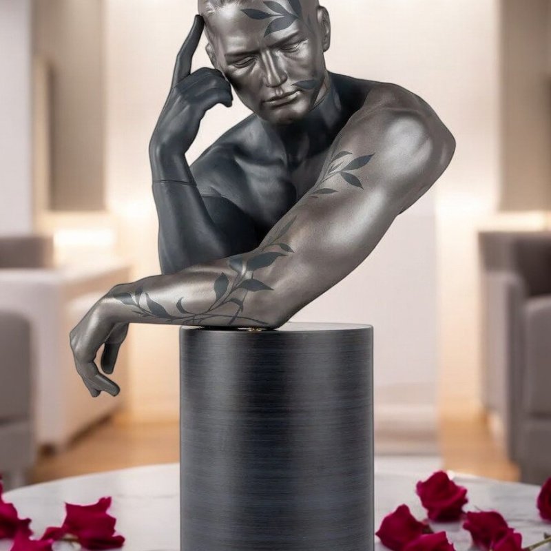 Lladró Reflections of Nature – Him Sculpture Porcelain Male Bust on Wooden Pedestal  SKU: 01009584