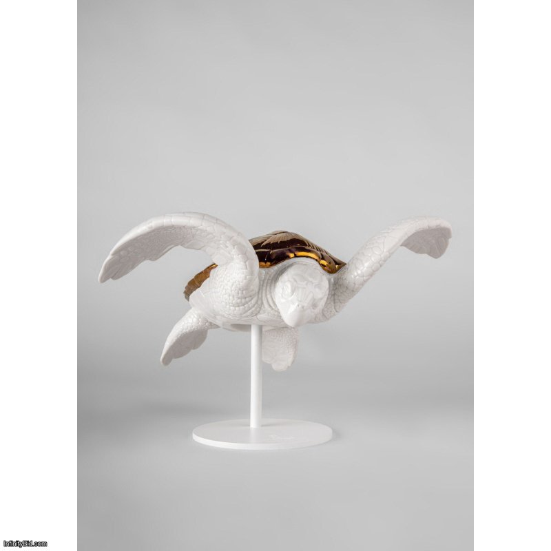 Lladro Sea Turtle I (white - copper) Sculpture SKU: 01009596