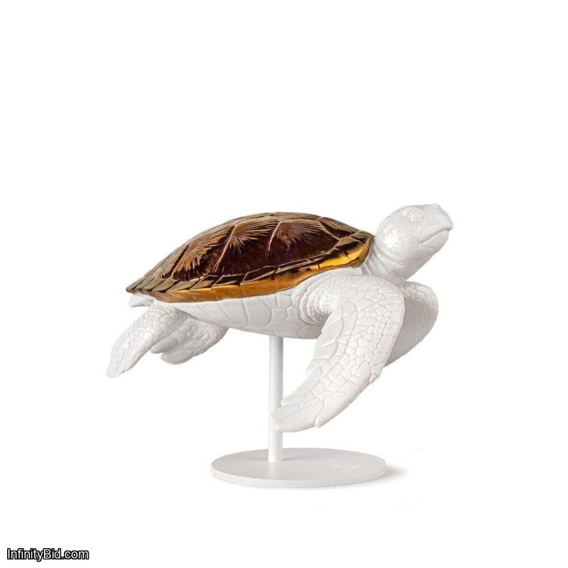 Lladro Sea Turtle II (white - copper) Sculpture SKU: 01009597