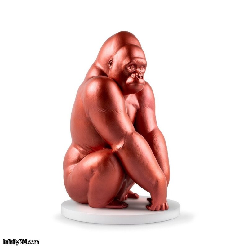 Lladro Gorilla Sculpture. Metallic red. Limited Edition SKU: 01009747