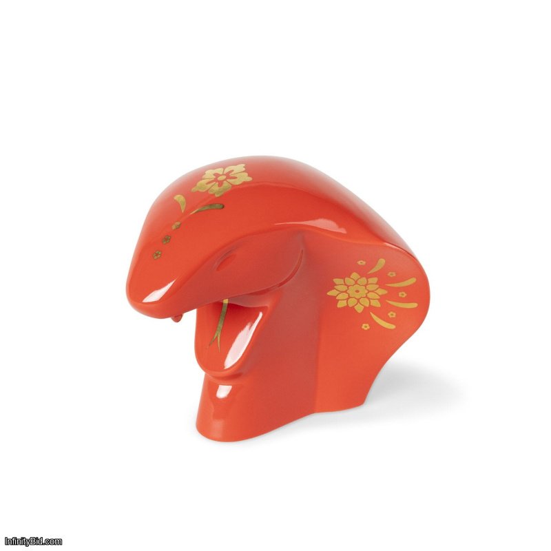 Lladro The Snake Sculpture. Red - gold SKU: 01009760