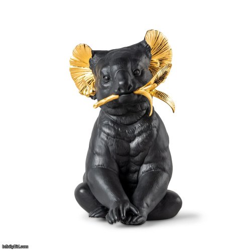Lladro Koala Sculpture. Black-gold. Limited Edition SKU: 01009769