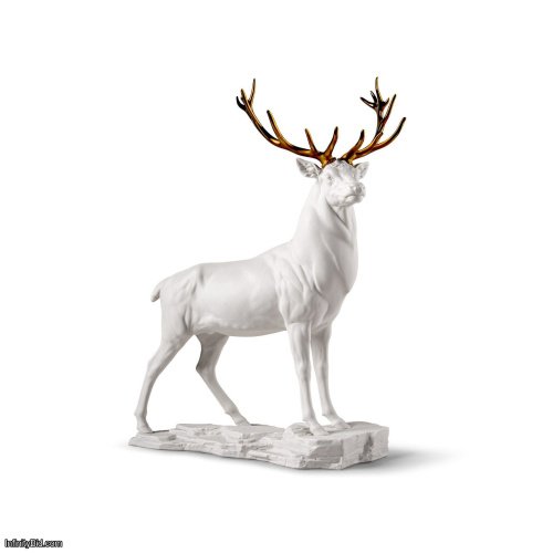 Lladro Deer Sculpture. White-copper SKU: 01009771