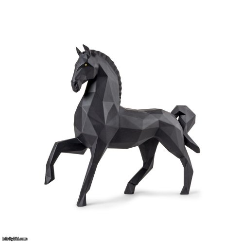 Lladro Horse Sculpture. Matte black SKU: 01009796