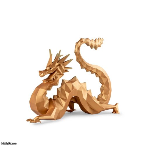Lladro Dragon Sculpture. Golden. Limited Edition SKU: 01009797