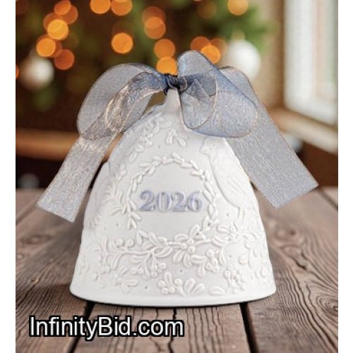 Lladró 2026 Christmas Ornaments – Set of 4 2 Balls & 2 Bells | Limited Edition 01018488 & 01018489