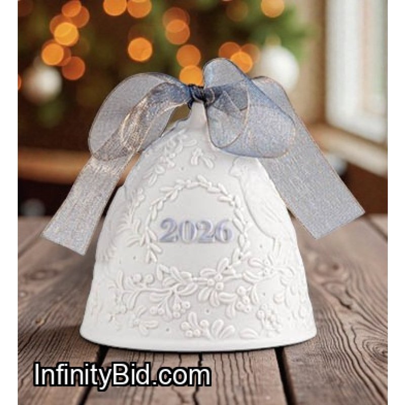 Lladró 2026 Christmas Ornaments – Set of 4 2 Balls & 2 Bells | Limited Edition 01018488 & 01018489