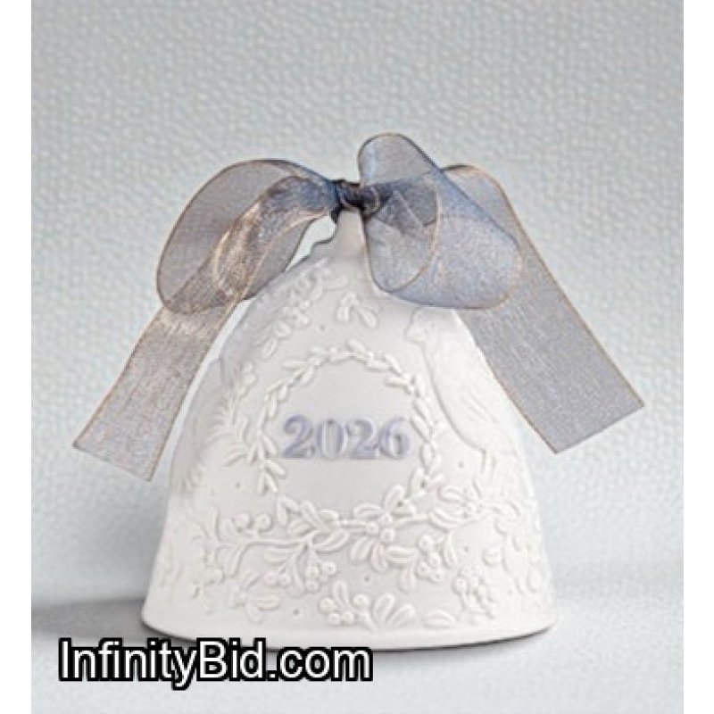 Lladró 2026 Christmas Ornaments – Set of 4 2 Balls & 2 Bells | Limited Edition 01018488 & 01018489