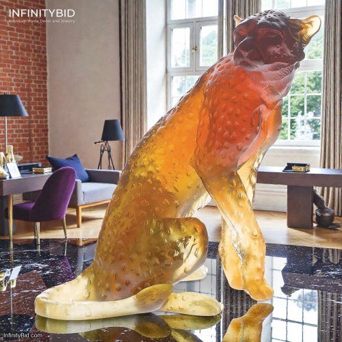 Daum Jean-François Leroy Cheetah Amber – Limited Edition Crystal Sculpture SKU: 02677
