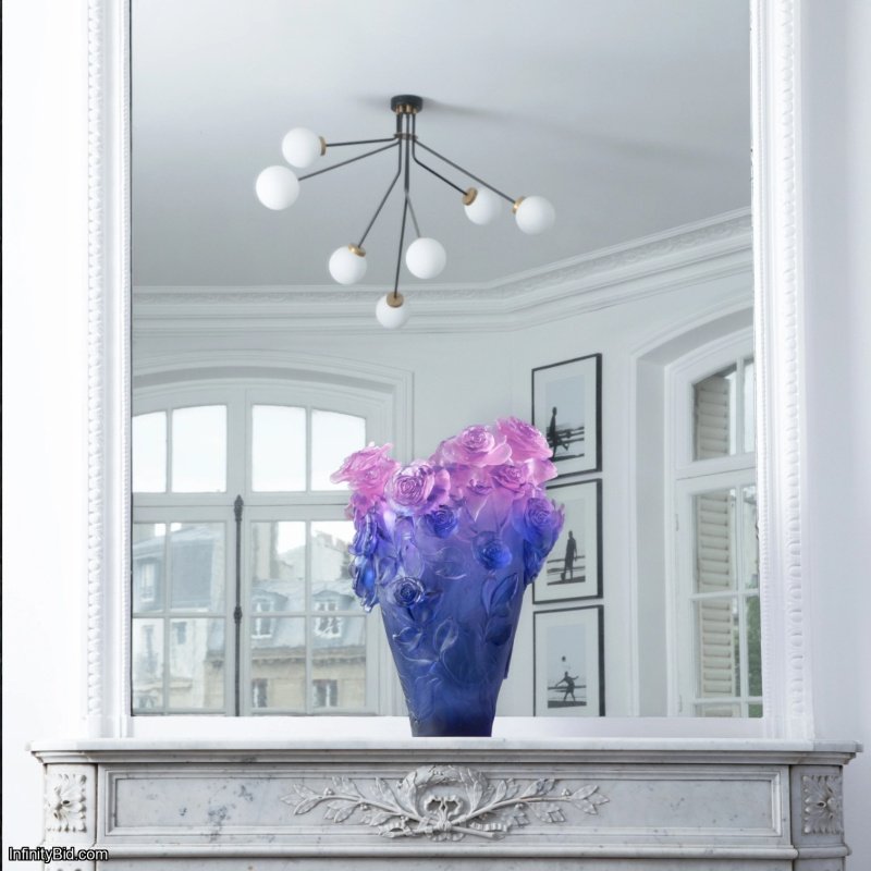 Daum Rose Passion – Magnum Vase Blue & Pink Crystal Limited Edition of 99 - SKU: 05106-10