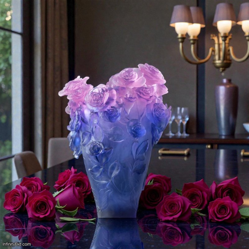 Daum Rose Passion – Magnum Vase Blue & Pink Crystal Limited Edition of 99 - SKU: 05106-10