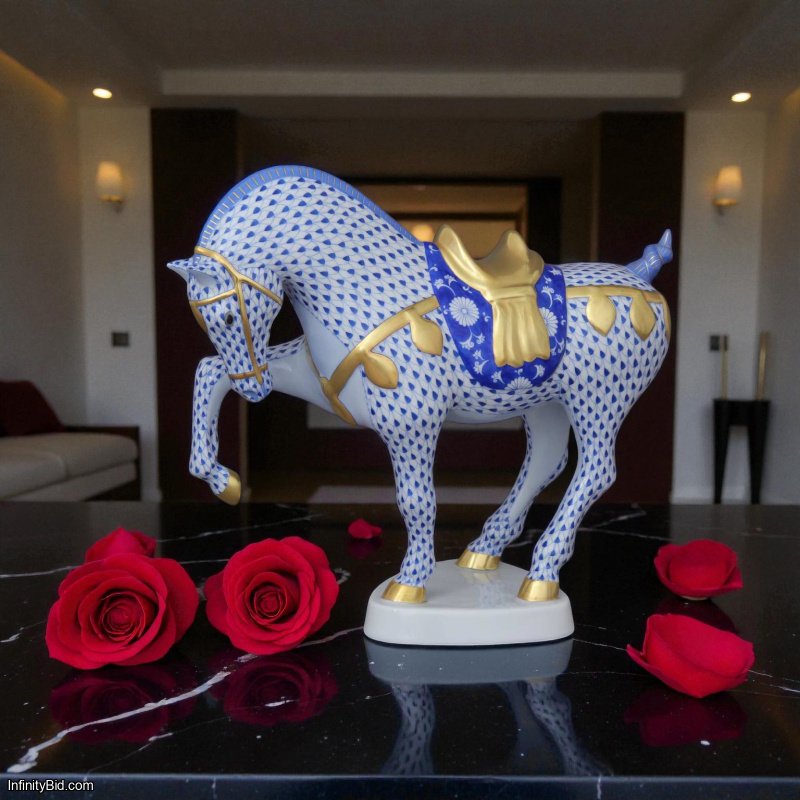 Herend Tang Horse (Limited Edition, Sapphire Blue Fishnet)  SKU: 05347000-VHSP25