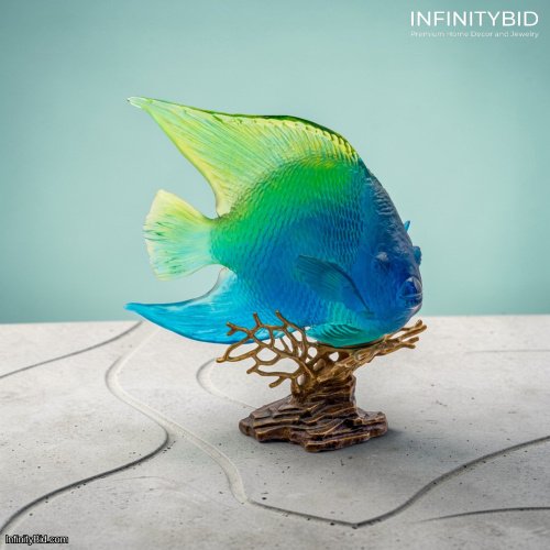 Daum Mer de Corail Royal Angelfish Blue and Yellow – Limited Edition of 125 - SKU: 05729-1