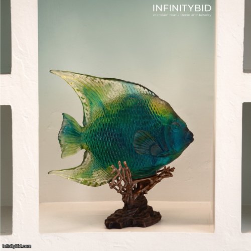 Daum Mer de Corail Royal Angelfish Blue and Yellow – Limited Edition of 125 - SKU: 05729-1