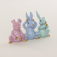 Herend The Three Wise Bunnies – Luxury Hand-Painted Porcelain Figurine – SKU: 05813000-VHY-19