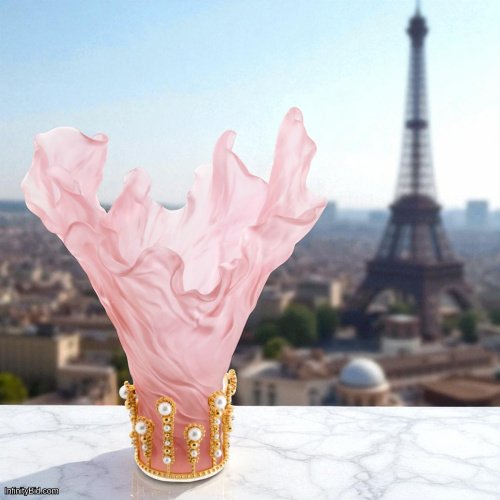 Daum Poetic Large Vase by Tamara Ralph – Limited Edition of 125 | Luxury French Crystal Art | Powder Pink Pâte de Cristal SKU: 05855