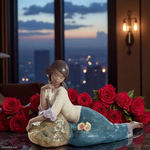 Lladro Meditative Moment Woman Figurine – Porcelain Stoneware Art 01012418