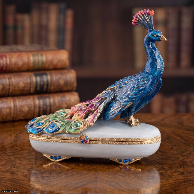 Jay Strongwater Darien Rainbow Peacock Box SKU: SDH7327-202