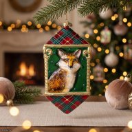 Jay Strongwater Plaid Woodland Animal Glass Ornament SDH20147-252 Swarovski New