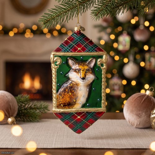 Jay Strongwater Plaid Woodland Animal Glass Ornament SDH20147-252 Swarovski New