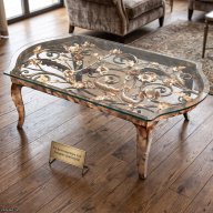Jay Strongwater Everett Floral & Scroll Coffee Table Golden SKU: SHW3299-432