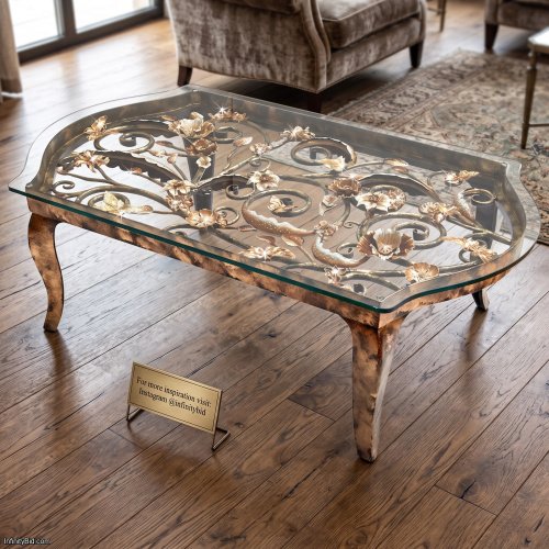 Jay Strongwater Everett Floral & Scroll Coffee Table Golden SKU: SHW3299-432