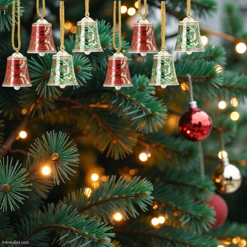 Versace Medusa Garland – SET OF 8 Porcelain Bells (Red & Green Mix)