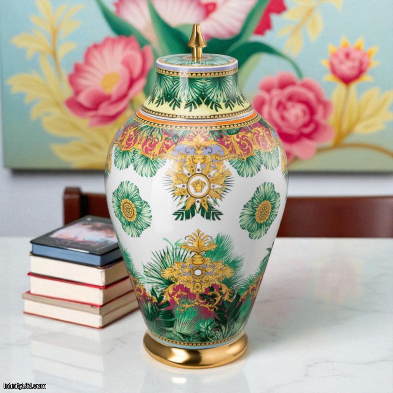 Versace Jungle Animalier Vase – Round Porcelain | Multicolor | Made in Germany