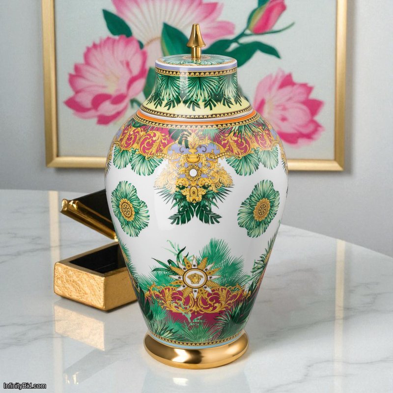 Versace Jungle Animalier Vase – Round Porcelain | Multicolor | Made in Germany