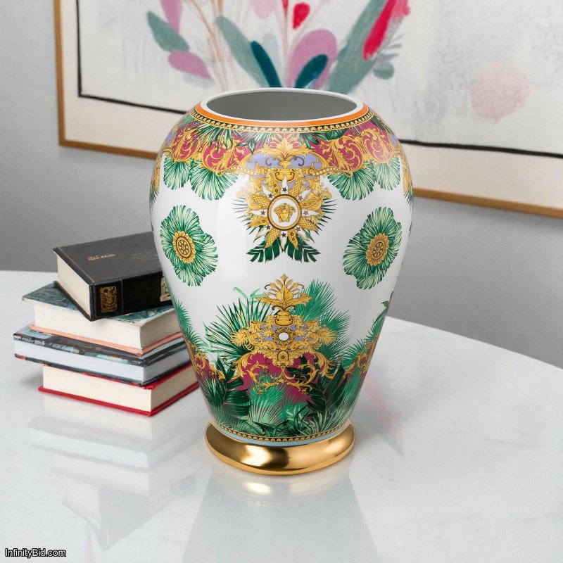 Versace Jungle Animalier Vase – Round Porcelain | Multicolor | Made in Germany