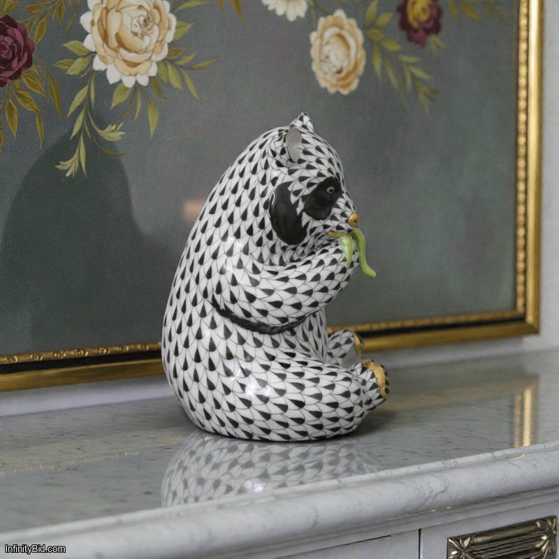 Herend Sitting Panda Bear – Hand-Painted Porcelain Figurine | Hungary | VHNM SKU: 15348000-VHNM