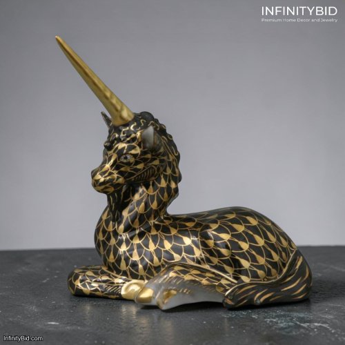 Herend Unicorn – Luxury Hand-Painted Porcelain Figurine – SKU: 5359000-VHN-OR