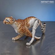 Herend Future Collection Cheetah SKU 15656-0-91 CD | Naturalistic and Chrome Cybernetic Design | Fine Porcelain Platinum Finish | 375mm | Certificate of Origin | Retail $3,690 USD | Brand New