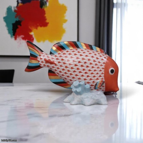 Herend Surgeonfish Figurine – Red Fishnet Hand-Painted Porcelain from Hungary Art. No.: 16015000VH | Brand New | Authentic Herend
